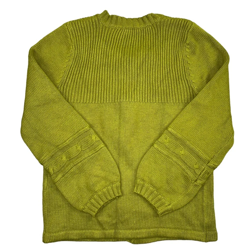 Chartreuse Knit Cardigan Sweater Small Green - Picture 3 of 16